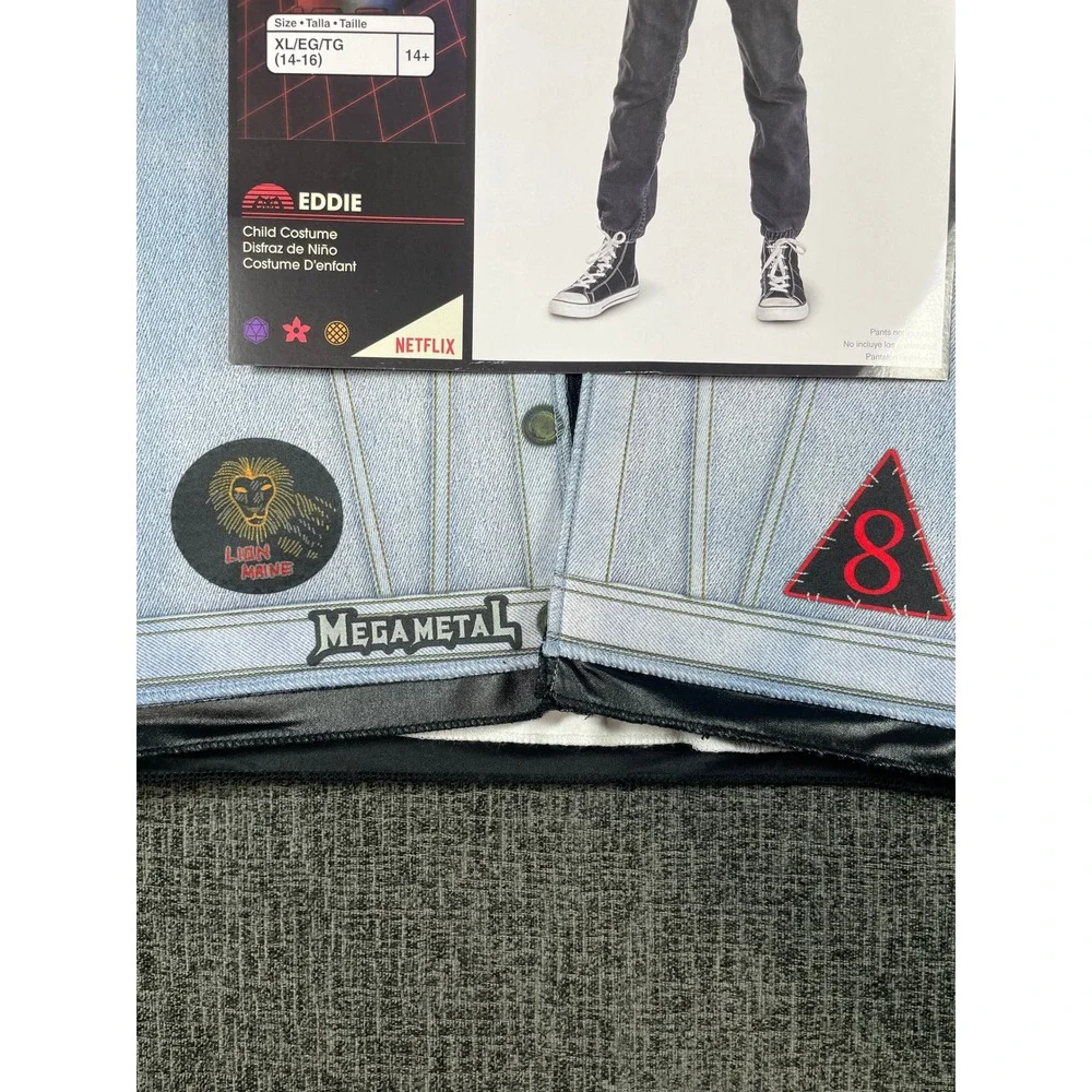 Stranger Things Eddie Munson Costume Kids XL 14-16 Hellfire Club Jacket Disguise